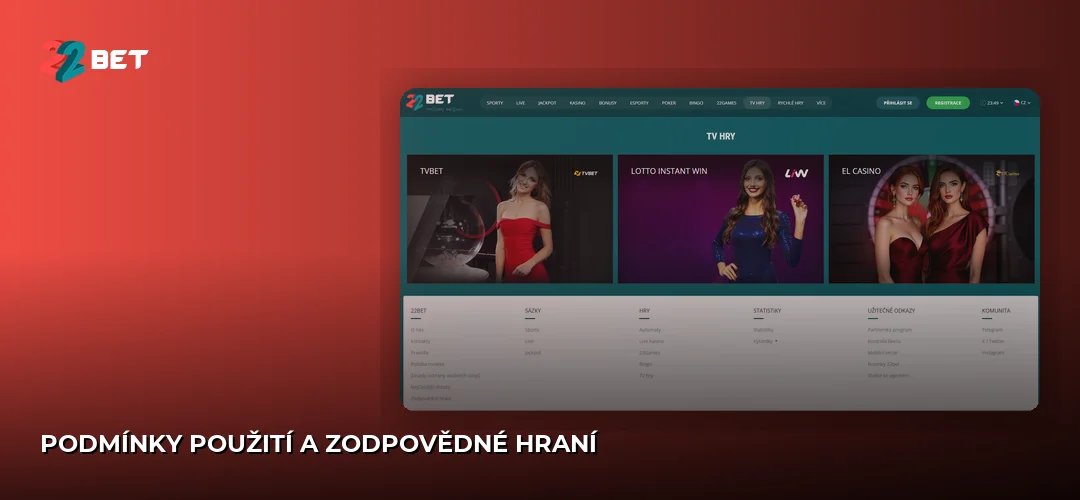 Podmínky použití a zodpovědné hraní