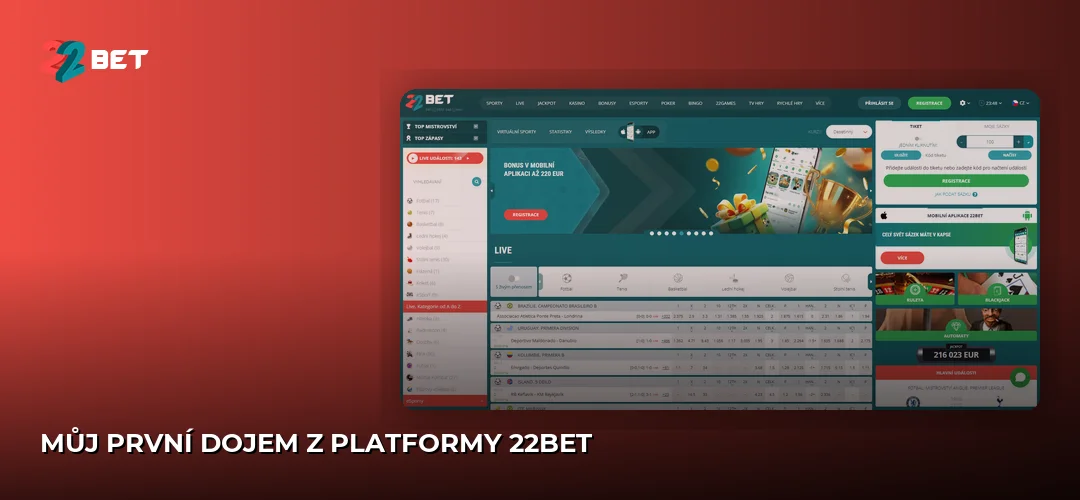 Můj první dojem z platformy 22bet