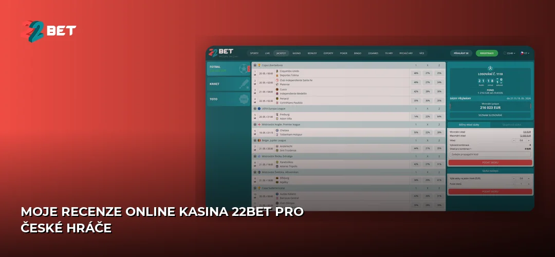 Moje recenze online kasina 22bet pro české hráče